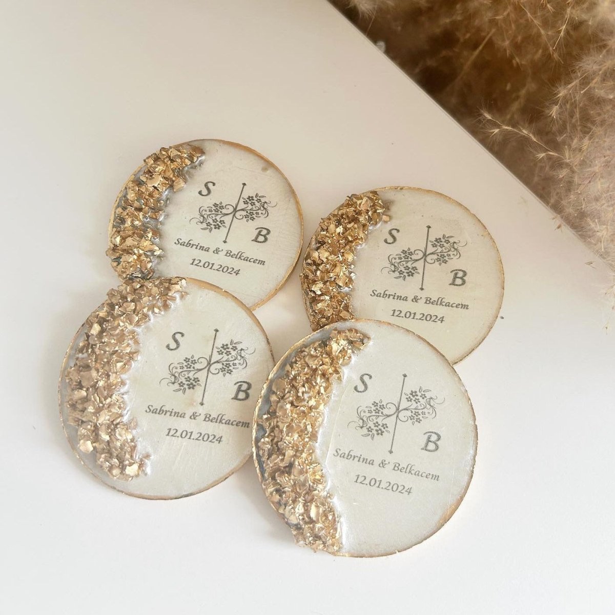 Magnet Rocher Gold, cadeau personnalisé et brillant pour mariage